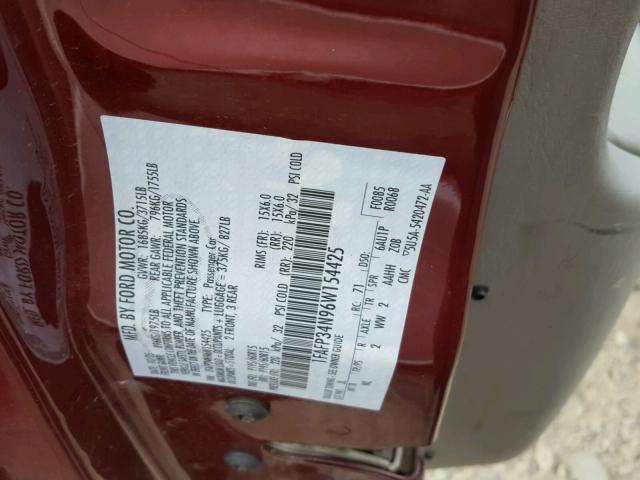 1FAFP34N96W154425 - 2006 FORD FOCUS ZX4 RED photo 10