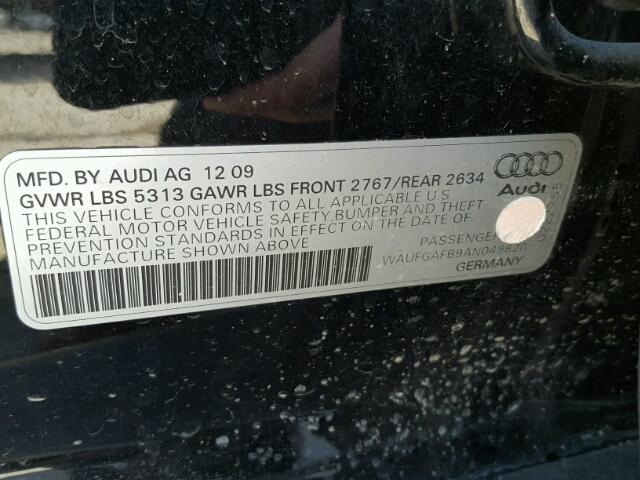 WAUFGAFB9AN049820 - 2010 AUDI A6 PREMIUM BLACK photo 10