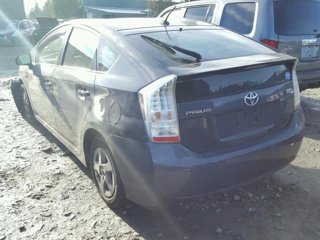 JTDKN3DU1B0289644 - 2011 TOYOTA PRIUS GRAY photo 3