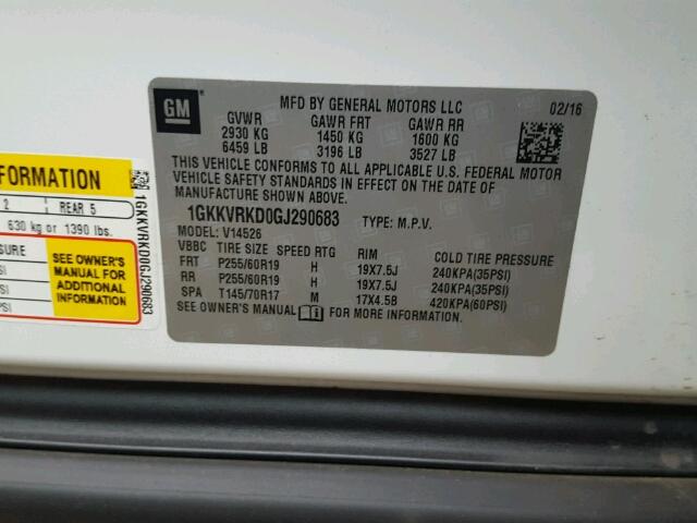 1GKKVRKD0GJ290683 - 2016 GMC ACADIA SLT Ağ foto 10