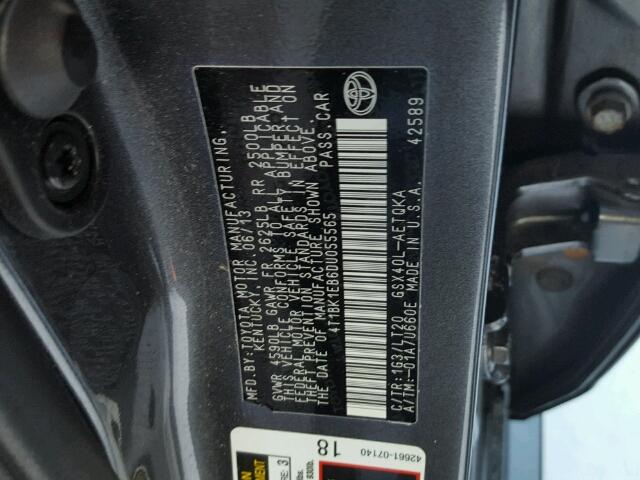 4T1BK1EB6DU055565 - 2013 TOYOTA AVALON BAS Сірий фото 10