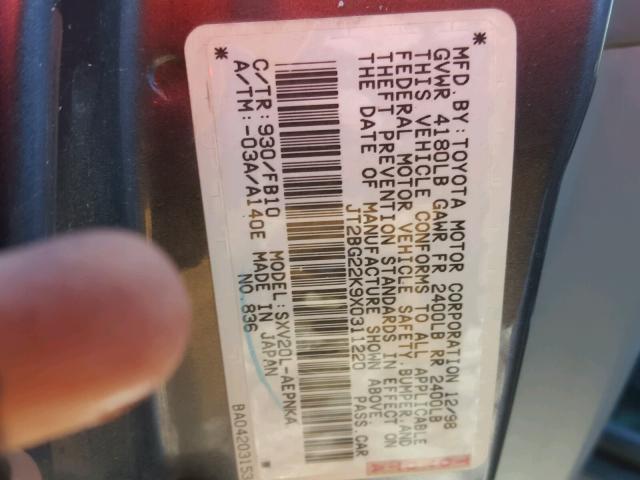 JT2BG22K9X0311220 - 1999 TOYOTA CAMRY LE 灰色 照片 10