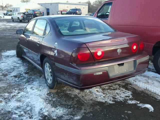 2G1WF52E539393513 - 2003 CHEVROLET IMPALA BURGUNDY photo 3