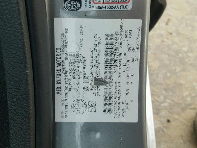 3FAHP07Z18R134648 - 2008 FORD FUSION SE GRAY photo 10