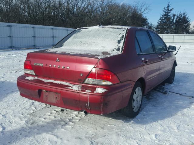 JA3AJ26E82U068508 - 2002 MITSUBISHI LANCER ES RED photo 4