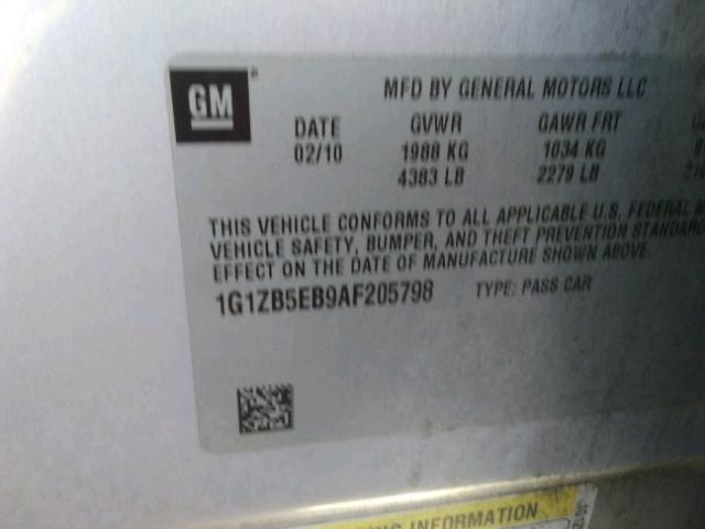 1G1ZB5EB9AF205798 - 2010 CHEVROLET MALIBU LS SILVER photo 10