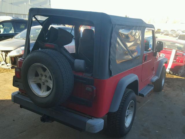 1J4FA49S84P766410 - 2004 JEEP WRANGLER / RED photo 4