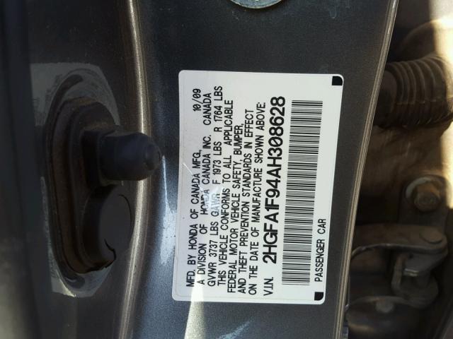 2HGFA1F94AH308628 - 2010 HONDA CIVIC EXL 石墨色 照片 10