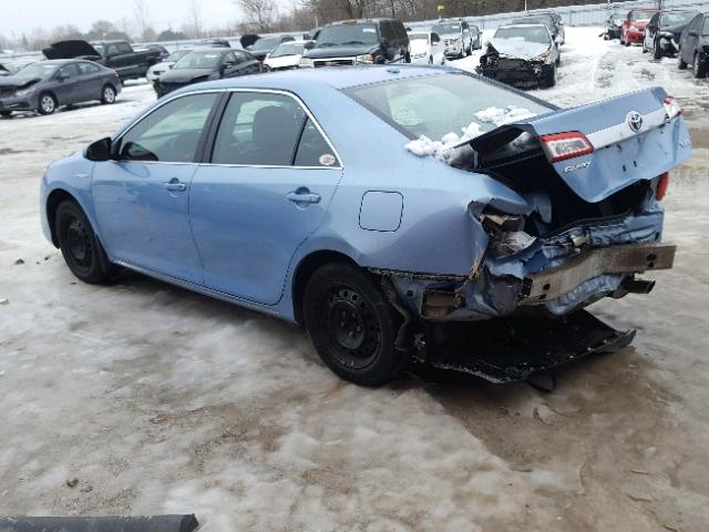 4T1BD1FK5CU002752 - 2012 TOYOTA CAMRY HYBR BLUE photo 3