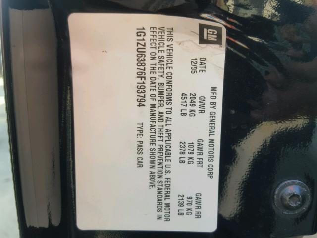 1G1ZU63876F193794 - 2006 CHEVROLET MALIBU MAX 黑色 照片 10