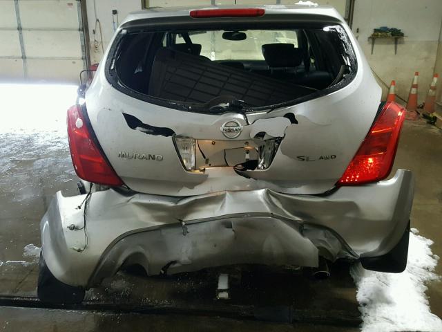 JN8AZ08W83W227669 - 2003 NISSAN MURANO SL SILVER photo 9