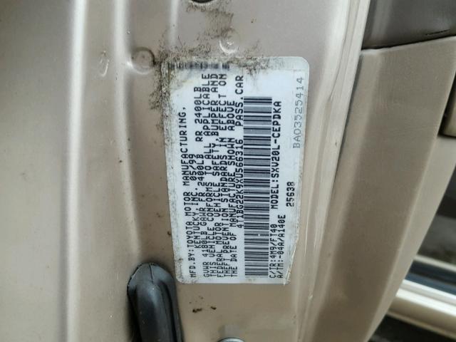 4T1BG22K9XU566316 - 1999 TOYOTA CAMRY CE GOLD photo 10