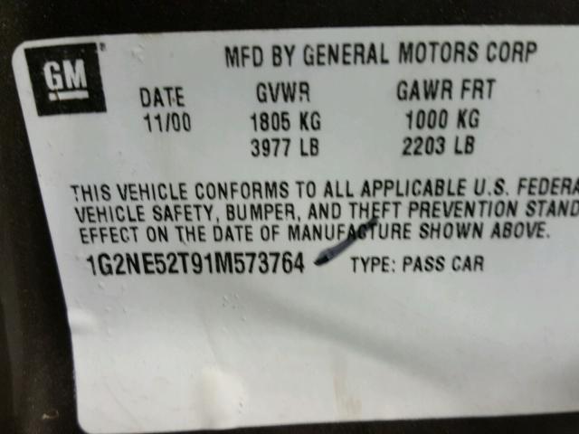 1G2NE52T91M573764 - 2001 PONTIAC GRAND AM S BROWN photo 10