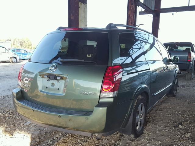 5N1BV28U24N317828 - 2004 NISSAN QUEST S GREEN photo 4