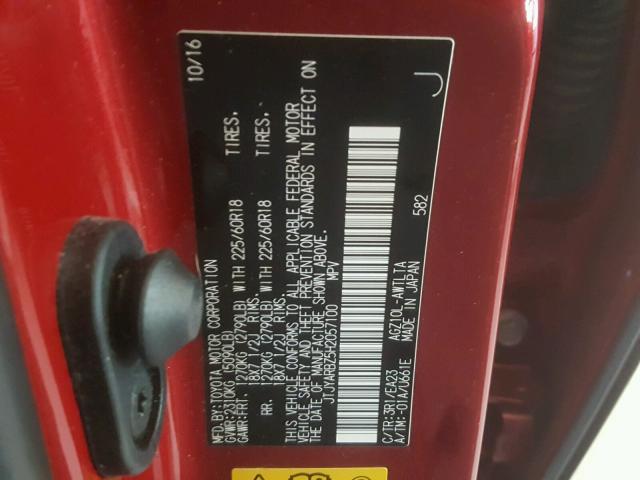 JTJYARBZ5H2057100 - 2017 LEXUS NX 200T RED photo 10