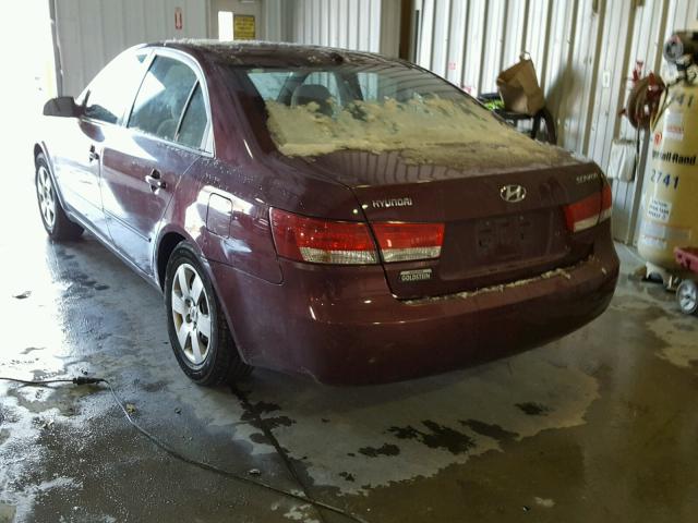 5NPET46C18H363685 - 2008 HYUNDAI SONATA GLS BURGUNDY photo 3