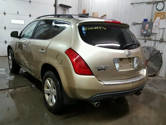 JN8AZ08W87W659135 - 2007 NISSAN MURANO SL GOLD photo 3