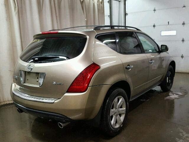 JN8AZ08W87W659135 - 2007 NISSAN MURANO SL GOLD photo 4