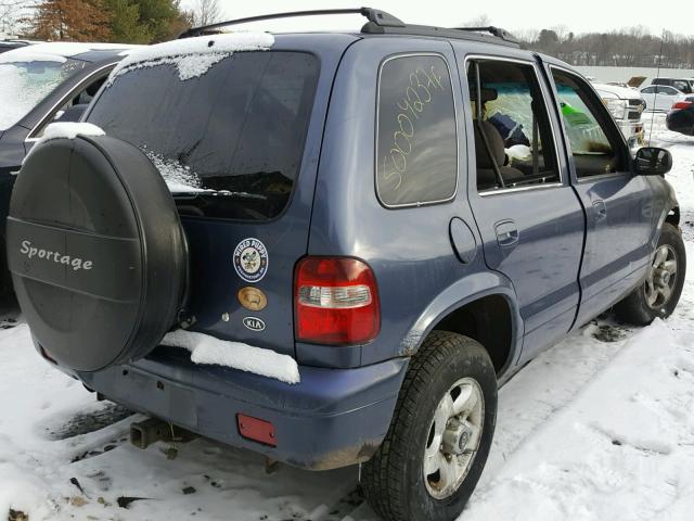 KNDJA723425112484 - 2002 KIA SPORTAGE BLUE photo 4