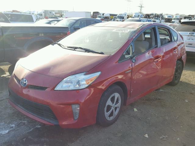 JTDKN3DU8C1610266 - 2012 TOYOTA PRIUS RED photo 2