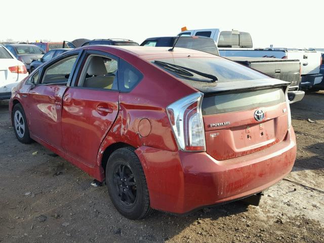 JTDKN3DU8C1610266 - 2012 TOYOTA PRIUS RED photo 3