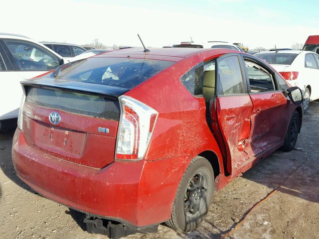 JTDKN3DU8C1610266 - 2012 TOYOTA PRIUS RED photo 4