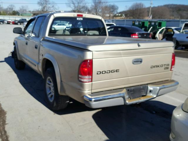 1D7HL48N24S533789 - 2004 DODGE DAKOTA QUA TAN photo 3