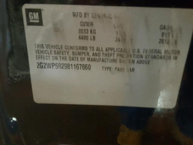 2G2WP582981167860 - 2008 PONTIAC GRAND PRIX BLACK photo 10