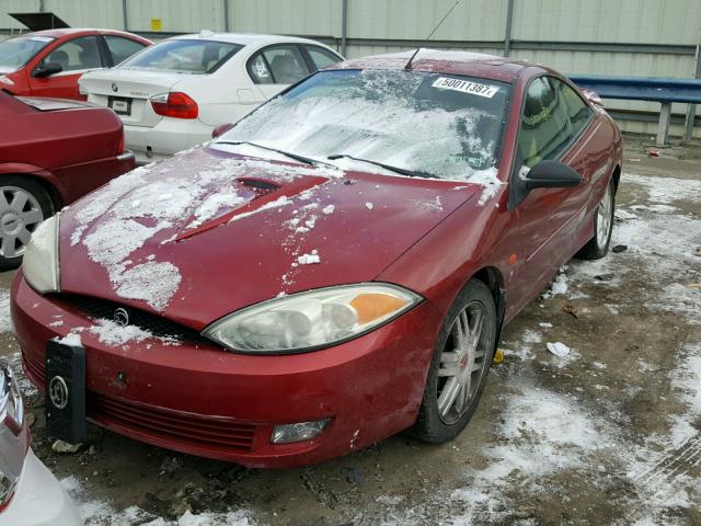 1ZWHT61L025619699 - 2002 MERCURY COUGAR V6 RED photo 2