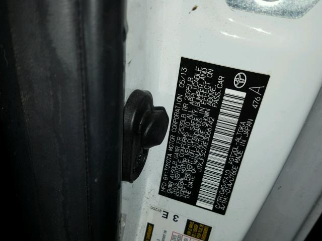 JTKJF5C7XE3066742 - 2014 TOYOTA SCION TC 白色 照片 10