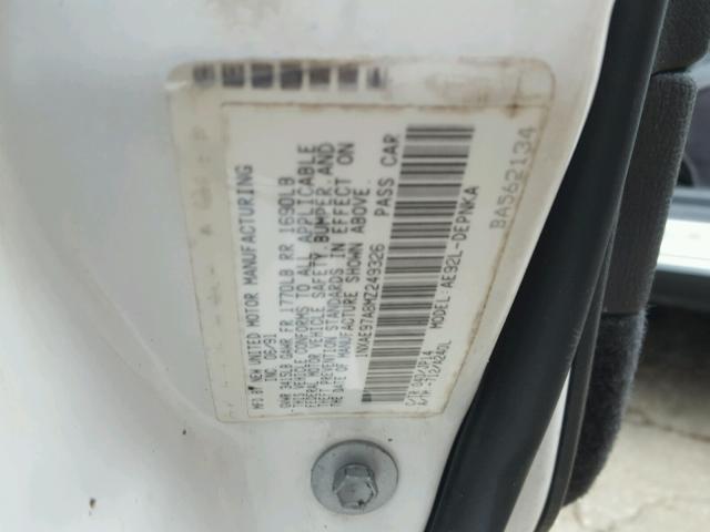 1NXAE97A8MZ249326 - 1991 TOYOTA COROLLA LE 白色 照片 10