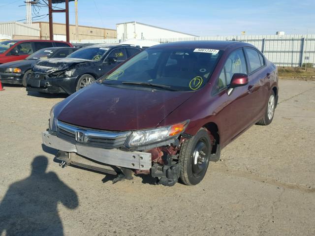 2HGFB2F56CH565325 - 2012 HONDA CIVIC LX RED photo 2