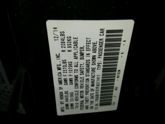 19UUB1F57FA011411 - 2015 ACURA TLX TECH GRAY photo 10