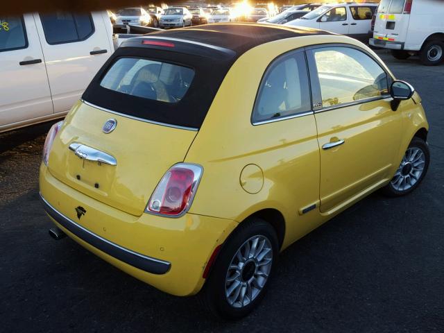 3C3CFFER7CT167330 - 2012 FIAT 500 LOUNGE YELLOW photo 4