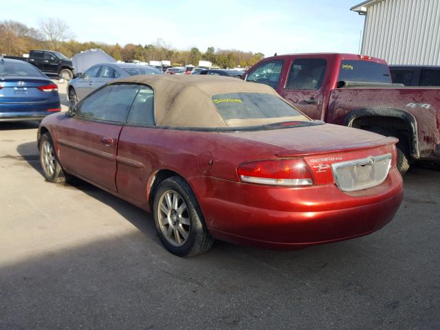 1C3EL75R12N216561 - 2002 CHRYSLER SEBRING GT RED photo 3