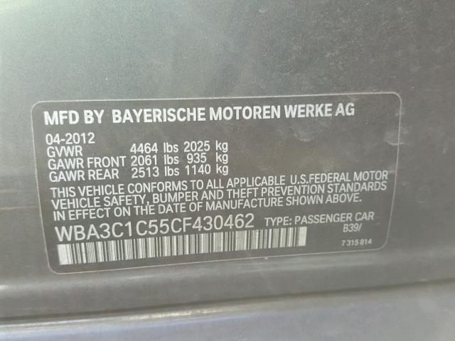 WBA3C1C55CF430462 - 2012 BMW 328 I SULE CHARCOAL photo 10