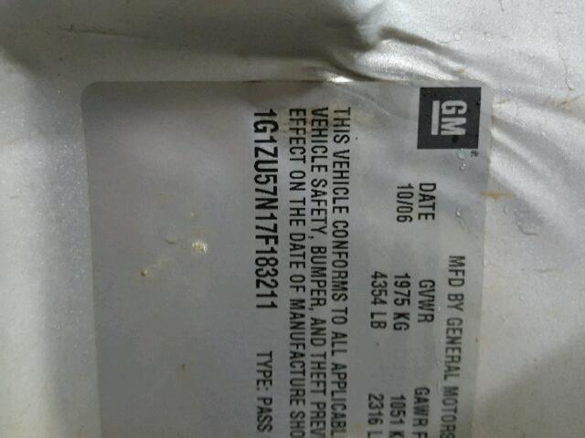 1G1ZU57N17F183211 - 2007 CHEVROLET MALIBU LTZ 银色 照片 10