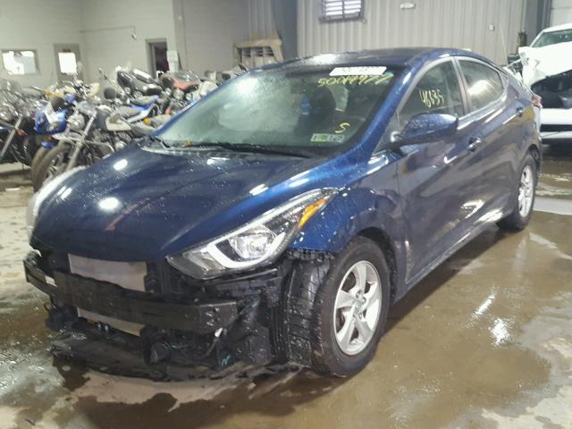 5NPDH4AE1FH605653 - 2015 HYUNDAI ELANTRA SE BLUE photo 2