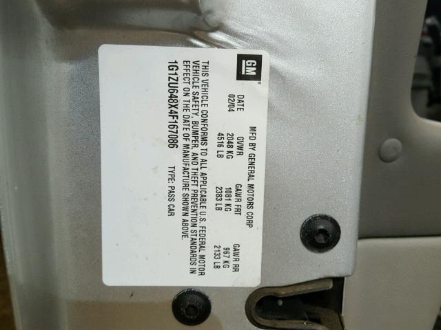 1G1ZU648X4F167086 - 2004 CHEVROLET MALIBU MAX ვერცხლისფერი ფოტო 10