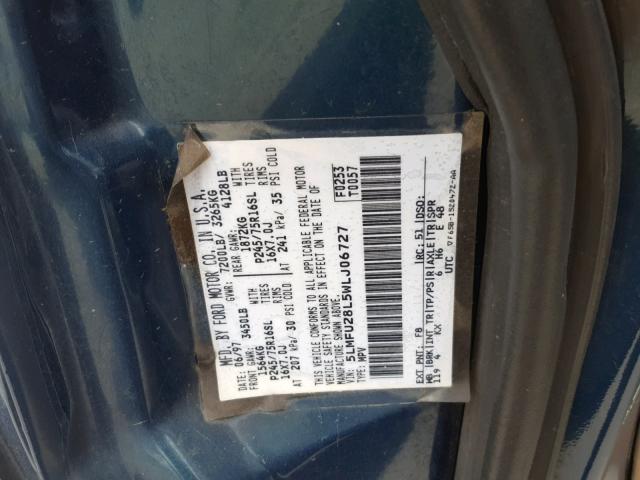 5LMFU28L5WLJ06727 - 1998 LINCOLN NAVIGATOR Zielony zdjęcie 10