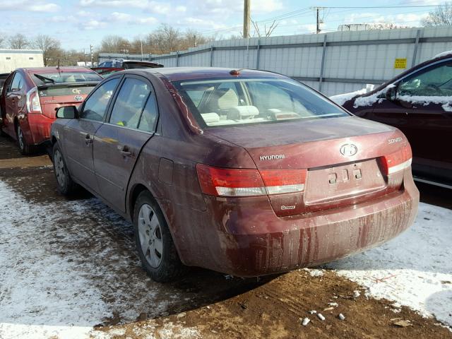 5NPET46C88H379575 - 2008 HYUNDAI SONATA GLS BURGUNDY photo 3