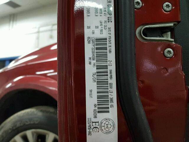 1C6RR7PT3DS604990 - 2013 RAM 1500 LONGH RED photo 10