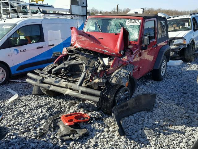 1J4FA24137L140777 - 2007 JEEP WRANGLER X RED photo 2