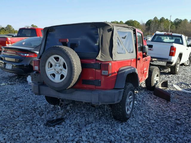 1J4FA24137L140777 - 2007 JEEP WRANGLER X RED photo 4