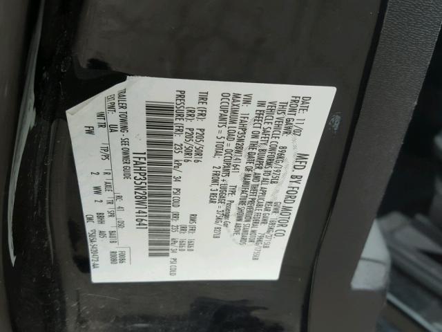 1FAHP35N28W141641 - 2008 FORD FOCUS SE BLACK photo 10