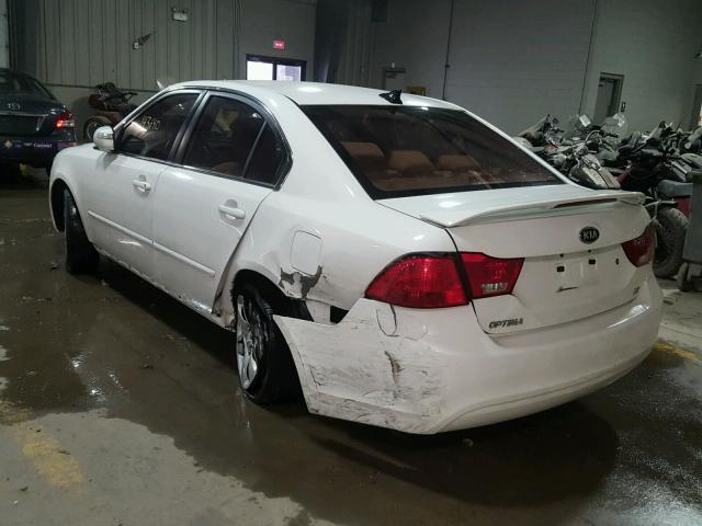 KNAGE228795313638 - 2009 KIA OPTIMA WHITE photo 3