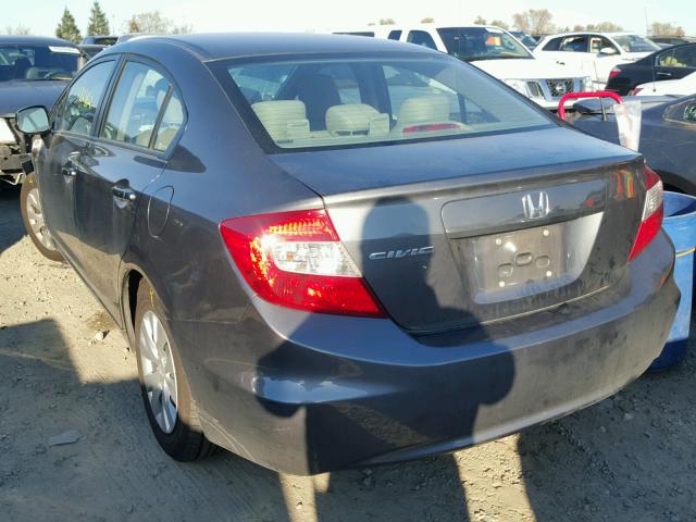 19XFB2F54CE358233 - 2012 HONDA CIVIC LX GRAY photo 3