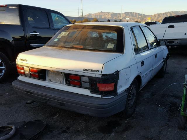 1B3XP28K5PN583045 - 1993 DODGE SHADOW WHITE photo 4