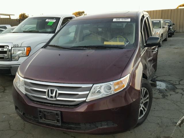 5FNRL5H68CB055600 - 2012 HONDA ODYSSEY EX MAROON photo 2
