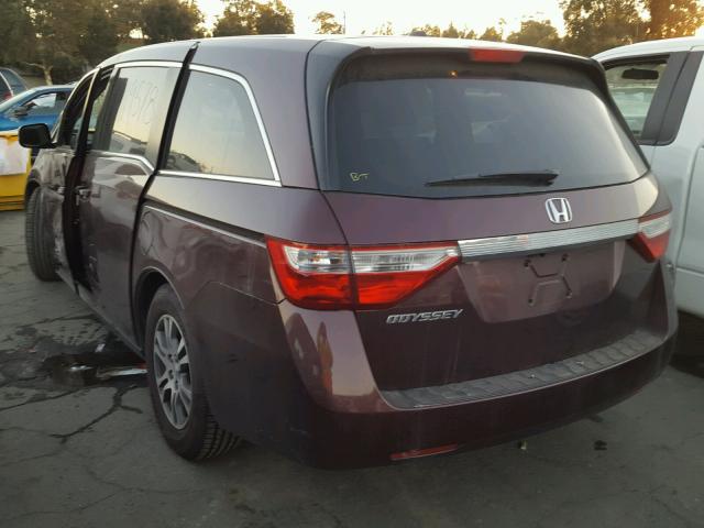 5FNRL5H68CB055600 - 2012 HONDA ODYSSEY EX MAROON photo 3